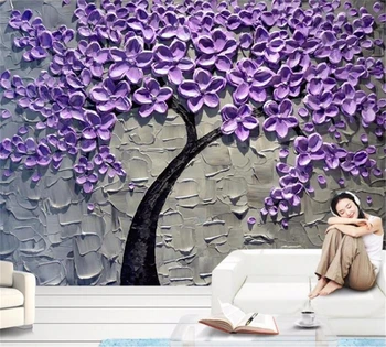 пользовательские обои beibehang 3D фреска красивая фиолетовая картина маслом 