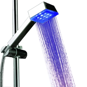 Однотипный квадратный светодиодный ручной душ с питанием от воды синего цвета без цветной коробки 8008-A4