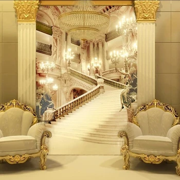 beibehang Пользовательские европейские обои 3d гостиная крыльцо коридор фреска 5d дворцовая лестница обои 8d фоновая настенная живопись
