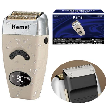 Оригинальная электробритва Kemei Pro для мужчин, электрическая бритва для лица и бороды, бритвенный станок на лысину, отделка выцветает, водонепроницаемый