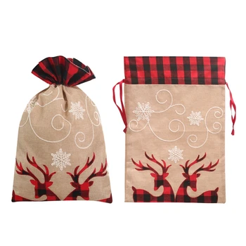 Подарочная упаковка, Большая тканевая сумка, прочное точное движение иглы, Рождество, Семейный праздник, Большая емкость, Завяжите шнурок