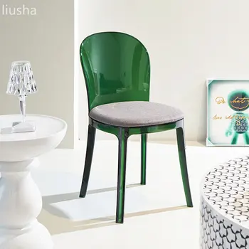 Изготовленный на заказ скандинавский прозрачный стул, обеденный стул из акрилового хрусталя, стул для домашней косметики со спинкой, креативный письменный стул, туалетный столик.