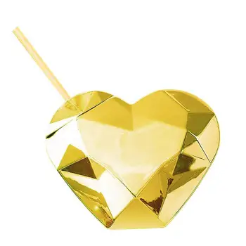 Кофейная чашка в форме сердца, соломинка в форме сердца, Креативная чашка в форме сердца С крышкой и изменяющим цвет соломинкой Кофе со льдом На День Святого Валентина
