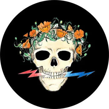 ЦЕНТРАЛЬНЫЙ ЧЕХОЛ ДЛЯ ШИНЫ с тематикой Grateful Dead Poppy Skull, чехол для запасного колеса АВТОМОБИЛЯ (размеры для любой модели 255/75R17