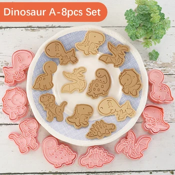 8 шт./компл. динозавр формочки 3D мультфильм пресс DIY аксессуары для выпечки печенья плесень печенье плесень поставок партия декора динозавров 