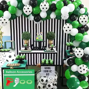 94 предмета, набор гирлянд из воздушных шаров для футбольной вечеринки, белый зеленый черный латексный воздушный шар, украшение для дня рождения мальчика, спортивной встречи.