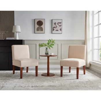 Комплект из 2 стульев Bric Accent с круглым деревянным столом \ Декоративным креслом-тапочкой, туалетным столиком для спальни, домашнего офиса\