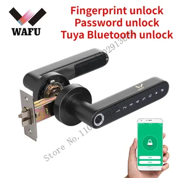 электронный дверной замок tuya lock с умным отпечатком пальца, умный Bluetooth, блокировка паролем, разблокировка приложения, Поддержка смарт-замков iOS / Android
