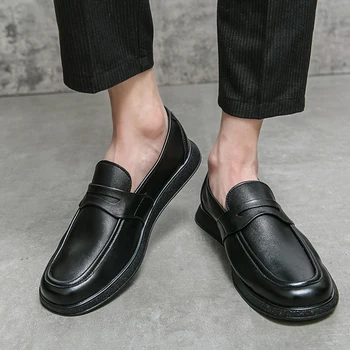 Кожаная Мужская обувь Элитного бренда Итальянские Повседневные Мужские Лоферы Мокасины Дышащие Sfot Без шнуровки Черные Мужские дизайнерские туфли для вождения