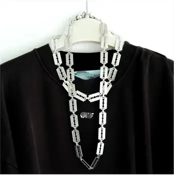 Уличная одежда харадзюку, цепочка с лезвием, ожерелье унисекс, панк-аксессуар для женщин, мужские колье с цепочкой в стиле рок, прямая поставка