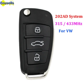 Система 202AD Полуинтеллектуальный модифицированный складной дистанционный брелок 3 кнопки 315 МГц 433 МГц для Volkswagen