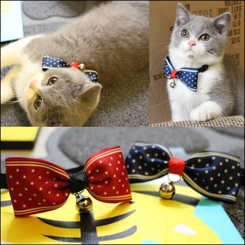 [MPK Cat Ties] Ошейники для кошек с мерцающими звездочками, синие и красные, на выбор, доступны шейные повязки и галстуки-бабочки