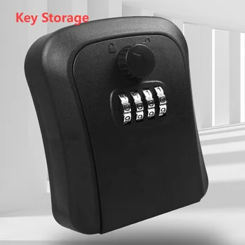 Ящик для хранения ключей Водонепроницаемое настенное крепление 4-значная комбинация паролей Сейф для ключей