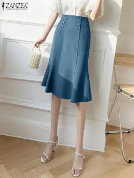 ZANZEA OL/ Элегантные короткие юбки Jupes, однотонная летняя приталенная Корейская модная юбка длиной до колена, женская юбка-футляр 