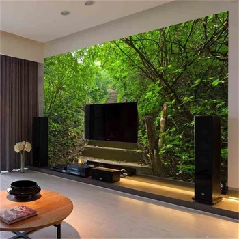 beibehang Пользовательские 3D фотообои настенная роспись комнаты зеленый лесной пейзаж диван ТВ фон стены 3d комнаты флизелиновые обои настенная роспись