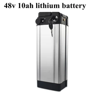 литиевая батарея 10Ah 48V E Bike Battery Pack с неглубоким корпусом с BMS для электрического велосипеда, горного велосипеда, электровелосипеда + зарядное устройство 2A