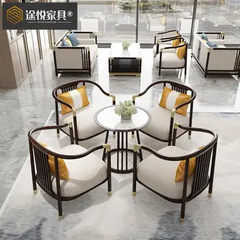 Сочетание стола для переговоров и стула в офисе продаж, легкий Роскошный стол для приема гостей нового китайского гостиничного инженерного клуба Tea House