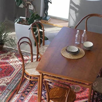 Скандинавский обеденный стул из массива дерева, мебель для дома, спальня, стулья со спинкой из ротанга, ресторан, Дизайнерский балкон, Ленивый стул