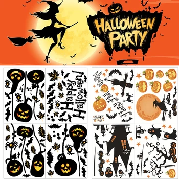 Наклейка на стену Happy Halloween, Тыква, летучая мышь, Ведьма, Призрак, наклейка на окно, сделай сам, принадлежности для вечеринки на Хэллоуин, Украшение дома