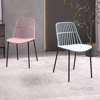 Простой пластиковый стул для кафе в скандинавском стиле с полой спинкой, бытовая мебель, обеденный стул, косметический кабинет, кованые стулья для отдыха на природе.