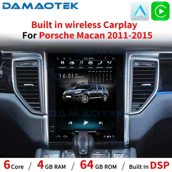 Damaotek Android 12 10,4-дюймовый автомобильный навигатор GPS Мультимедийный плеер для Porsche Macan 2014 - 2016 Беспроводной Carplay WIFI 4G
