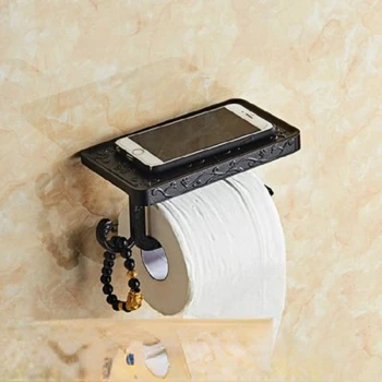 Античный черный держатель для туалетной бумаги без перфорации, в котором можно разместить подставку для мусора для мобильного телефона