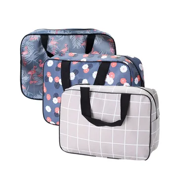 Модная сумка-тоут с цветочной решеткой, косметичка для женщин, дорожная портативная сумка для хранения большой емкости, женские косметические сумки с цветочным принтом