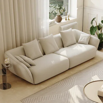 Тканевый диван особой формы в кремовом стиле, итальянская байковая ткань в скандинавском стиле, комбинация Ins для маленькой гостиной